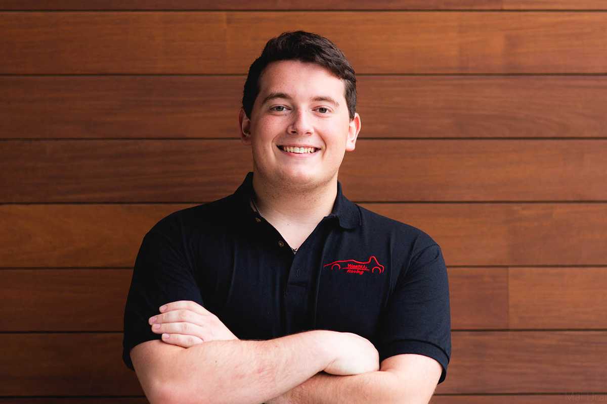 As president of WashU Racing, Alex Levy supervised the production of 1,000 parts and supported a team of 60 students. (Photo courtesy of WashU Racing)