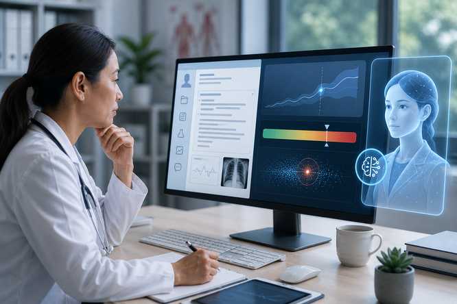 AI for Health Institute researchers developed a framework to address AI-human collaboration, which is among the most important problems in AI for healthcare today. (Credit: Lu lab, ChatGPT)