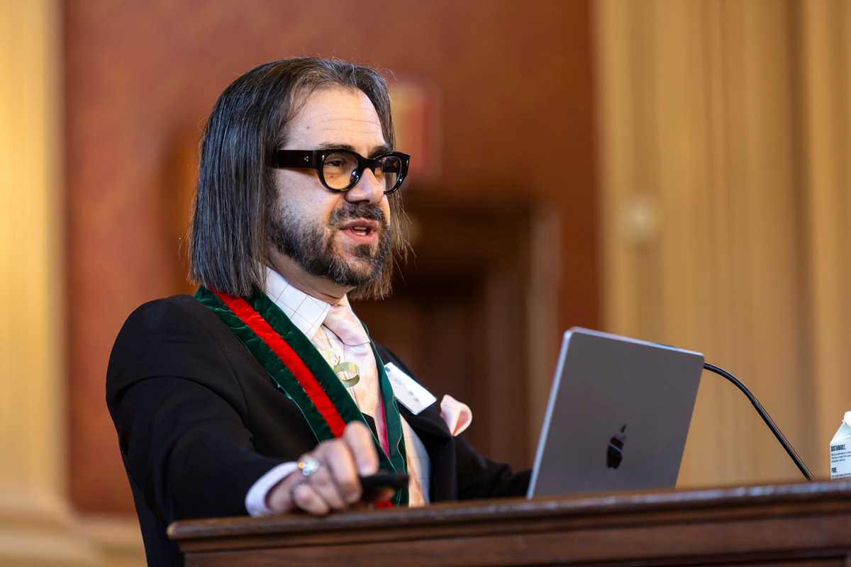 Ian Bogost was installed as the Barbara and David Thomas Distinguished Professor March 29. (Photo: Jerry Naunheim Jr./Washington University)