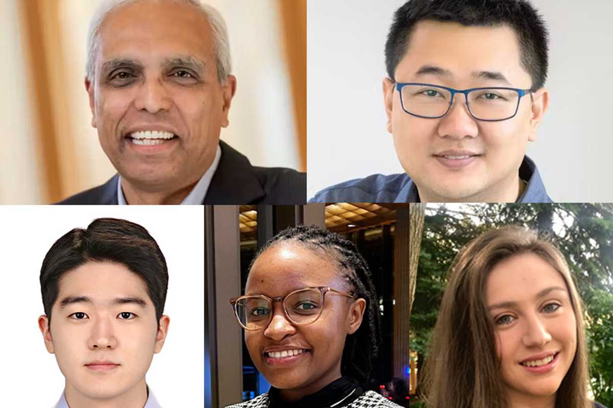 Clockwise from top left: faculty members Pappu and Zhang, students Treiman, Najjuuko and Kim