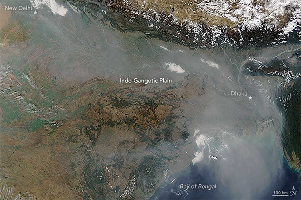 Researchers working with Randall Martin used satellite remote sensing and advanced modeling techniques to evaluate atmospheric composition and assess sources of fine particulate matter across South Asia. (Credit: Martin lab)