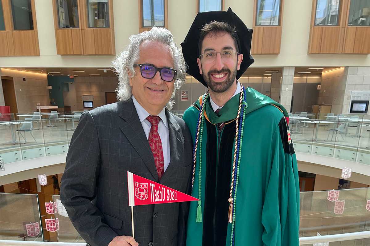 Habib Chamoun-Nicolas (left) learned about an opportunity to teach at the Sever Institute through his son, Antoine Chamoun-Farah.