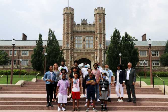 WashU and the BrightPath STEAM Academy hosted 15 students in-person and nearly 300 students virtually for the day-long event.