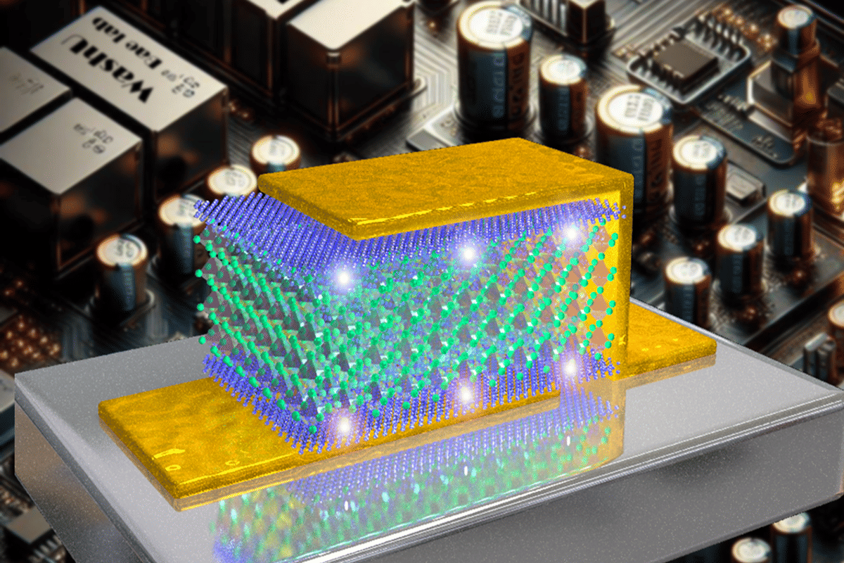 Artificial heterostructures made of freestanding 2D and 3D membranes developed by Sang-Hoon Bae’s lab have an energy density up to 19 times higher than commercially available capacitors. (Credit: Bae Lab)