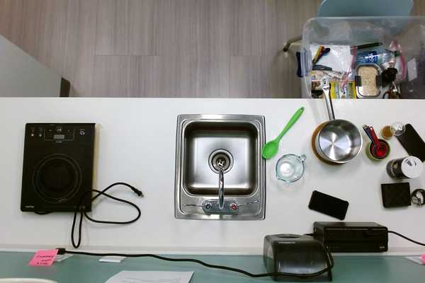 overhead view of AI kitchen setup