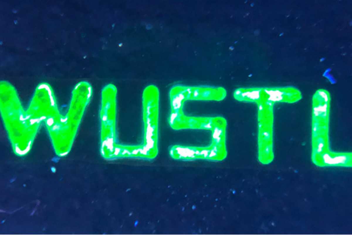 Junyi Zhao, a PhD candidate in the lab of Chuan Wang, used flexible PeLEDs to show off a little school spirit. (Image courtesy of Wang lab)