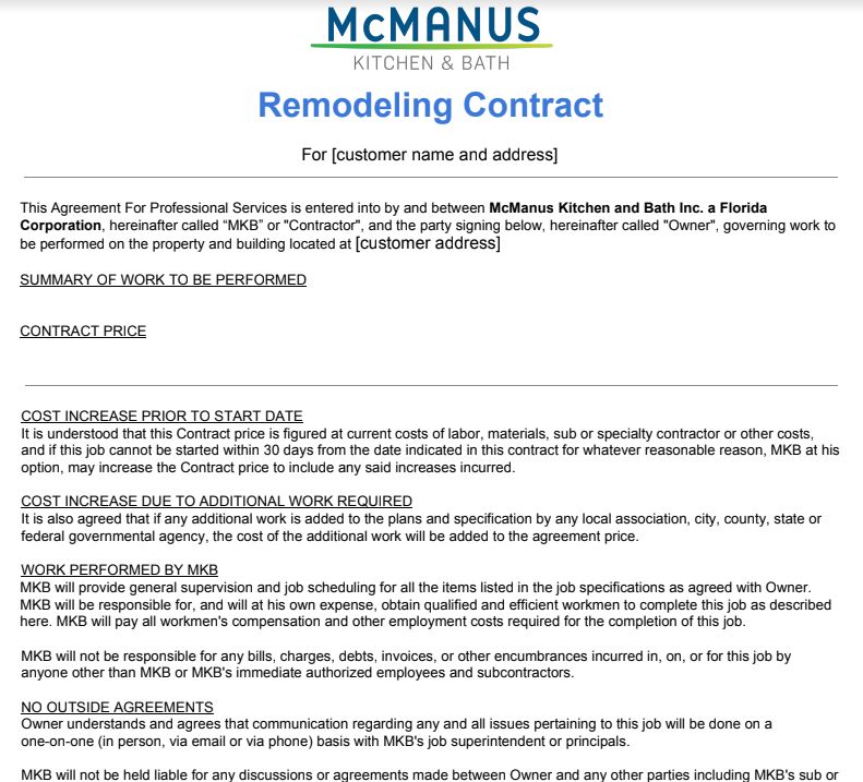 Kitchen Remodeling Contract Template Besto Blog Kitchen Remodeling Contract Template Besto Blog