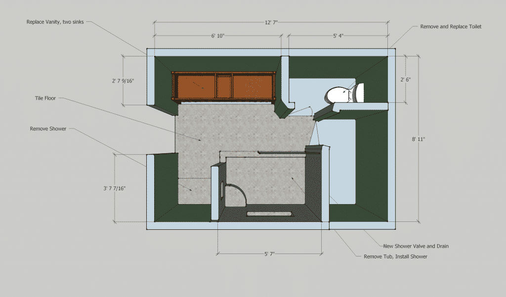 Bathroom Floor plan after