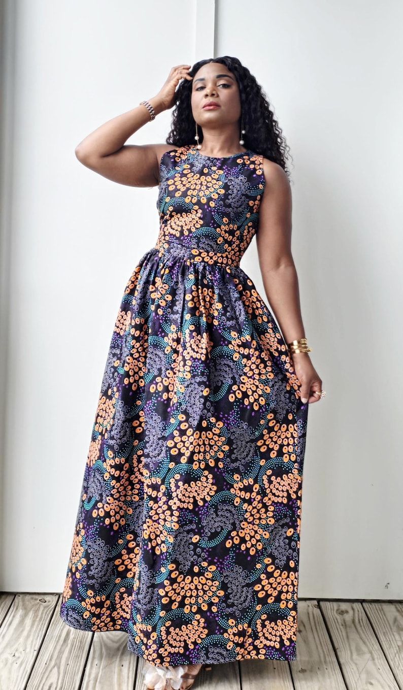 African print fun maxi dress 