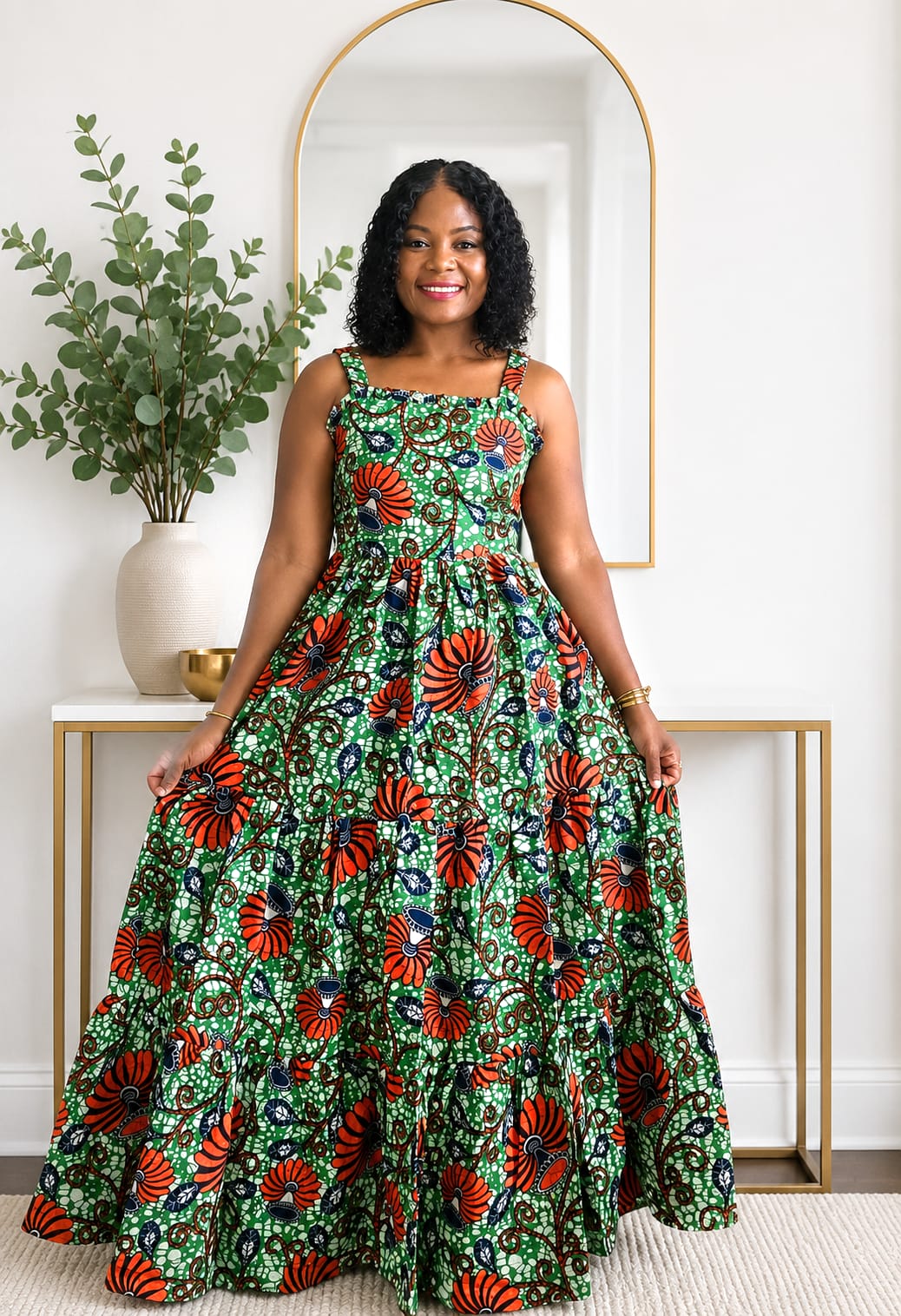 African print strap dress