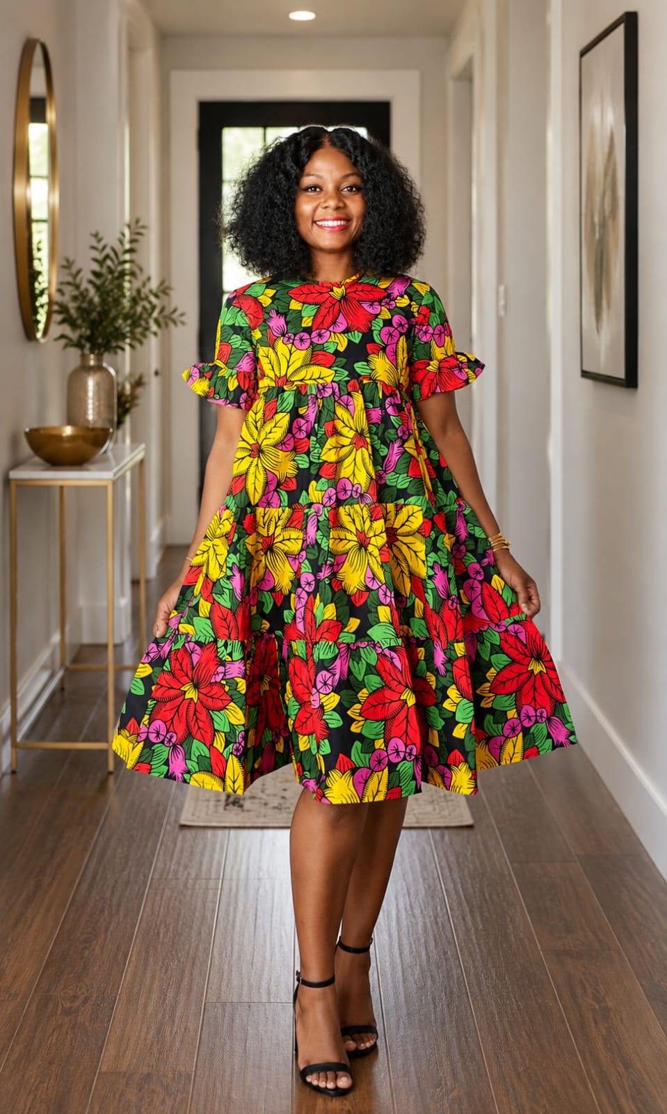 African Print Red Dress