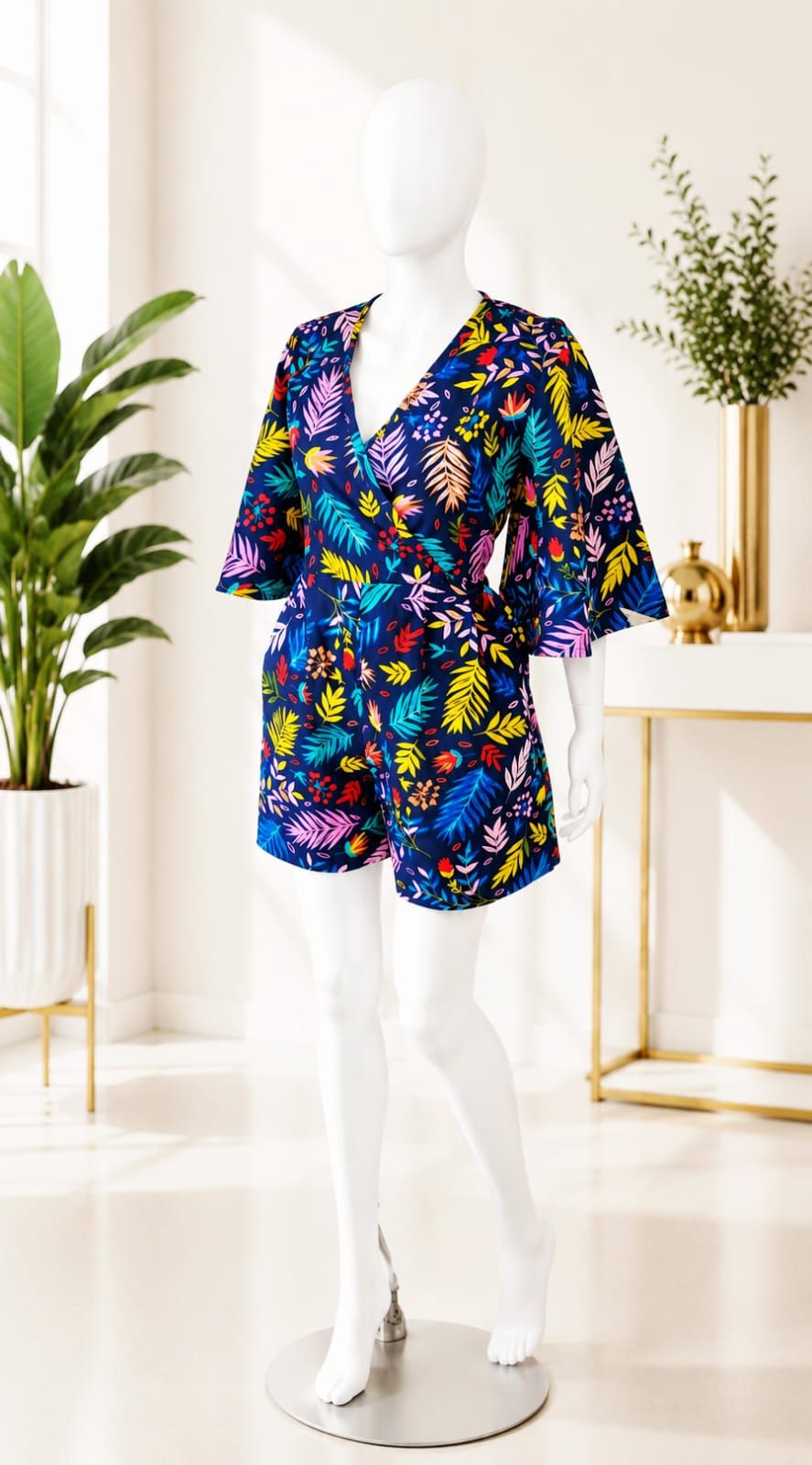 African print short jumpsuit