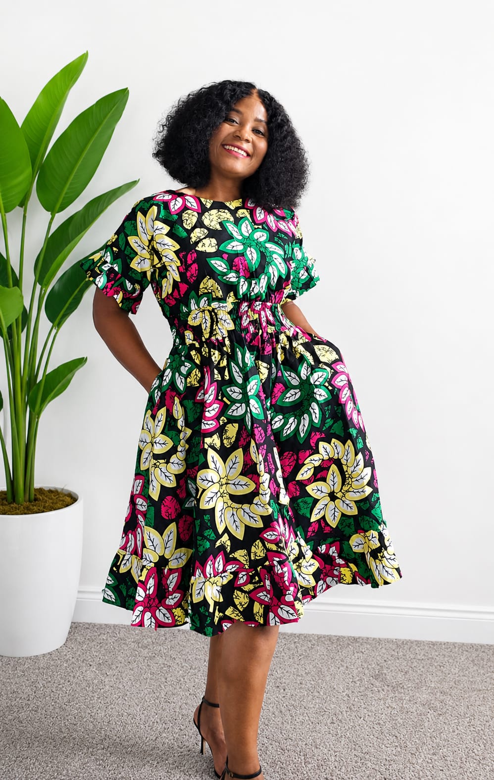 African print smocked dress