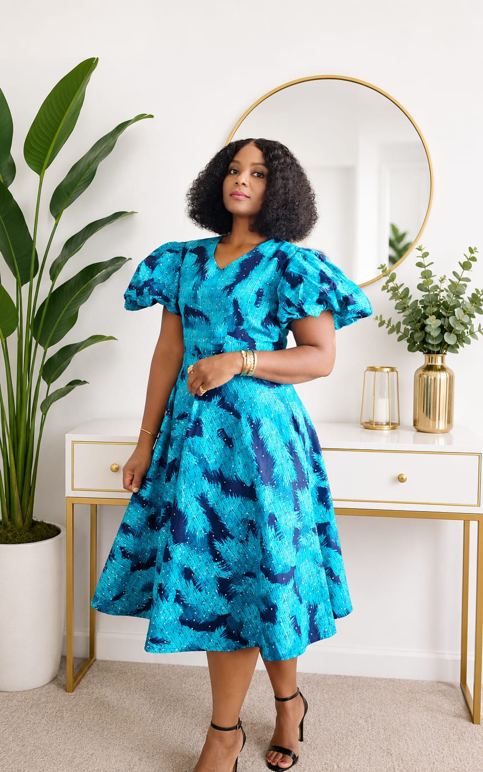  African print blue circle dress