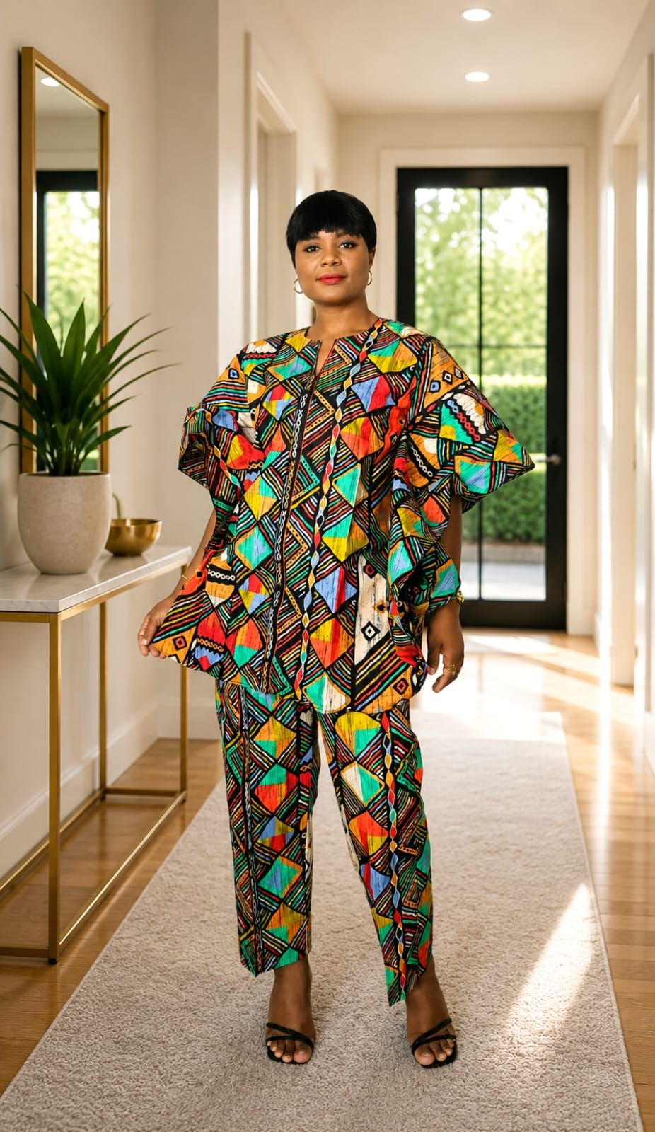 African print two-piece kaftan outfit