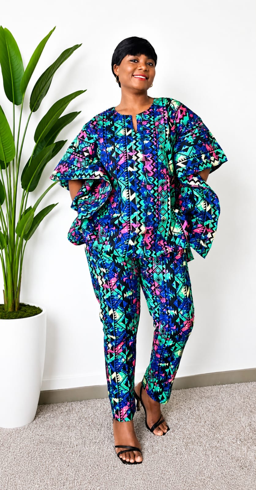 African print two-piece Kaftan set