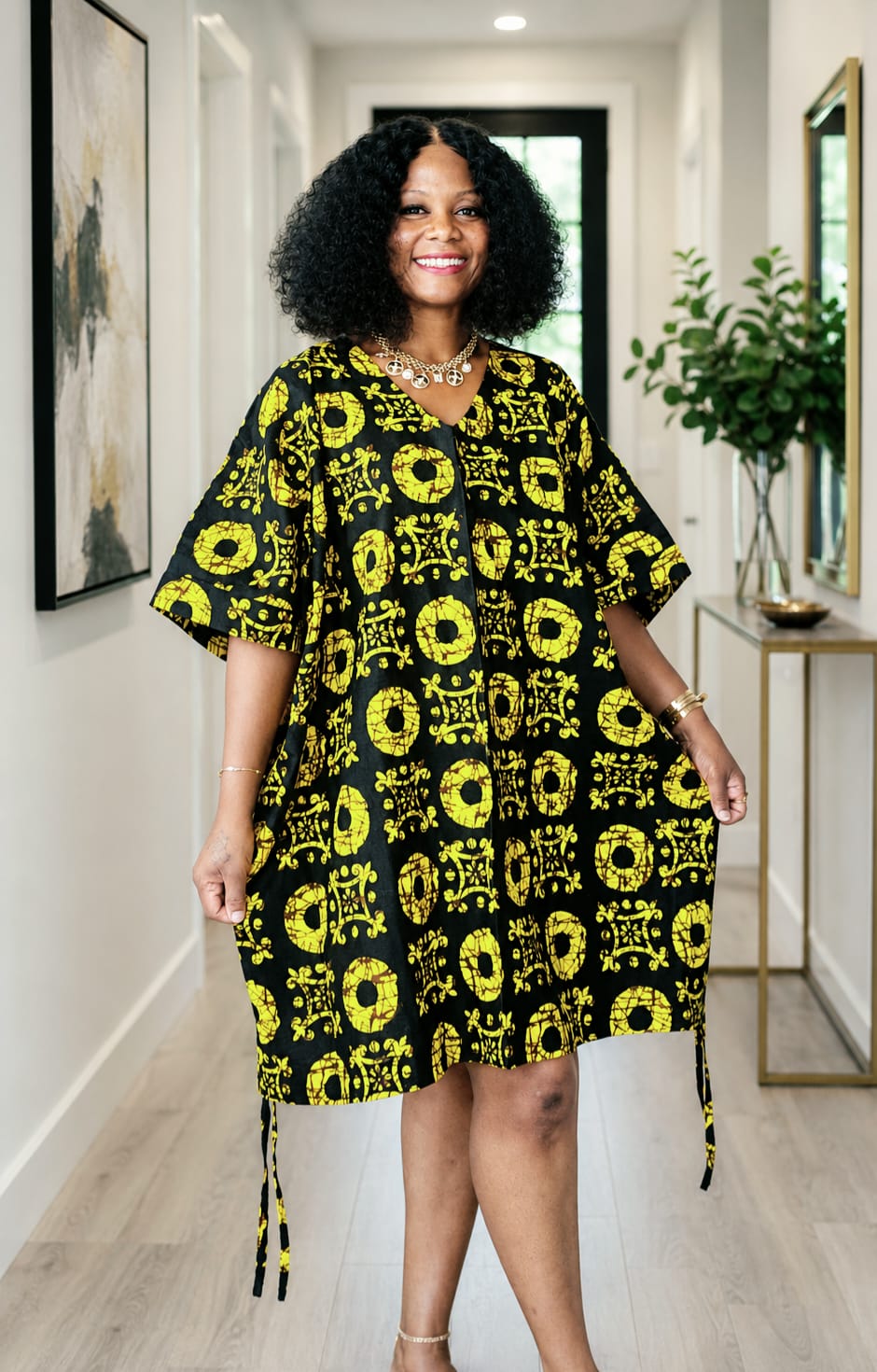 African Yellow Kaftan Dress