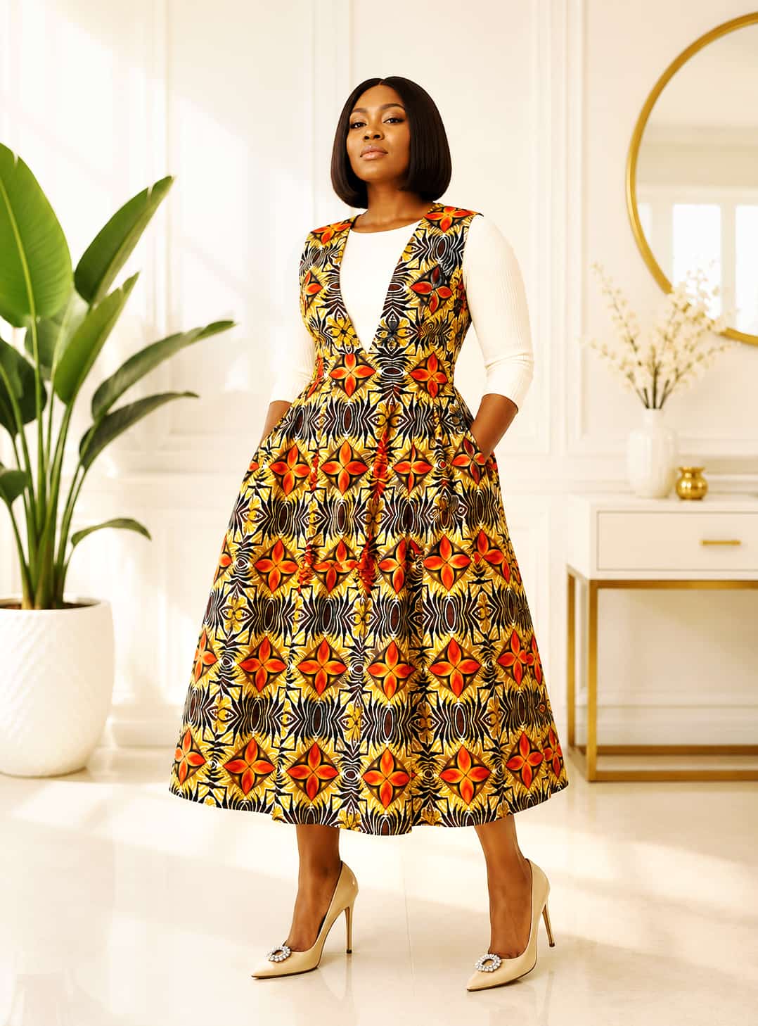 African Multicolor Pinafore Dress