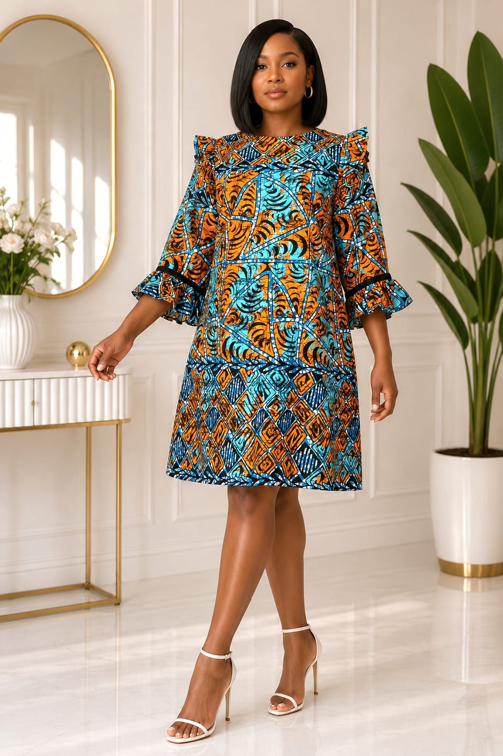 African Orange A-Line Dress