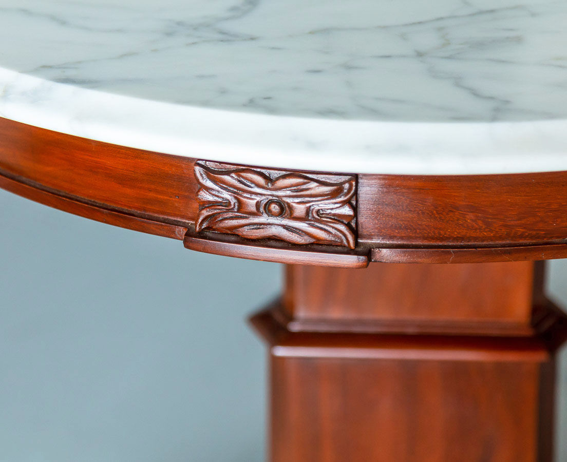 British Colonial Mahogany Marble Top Table The Past Perfect Collection