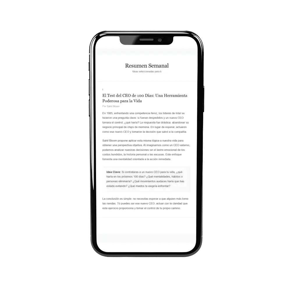 Mockup de dispositivo móvil mostrando el newsletter The Growth News con contenido de crecimiento personal