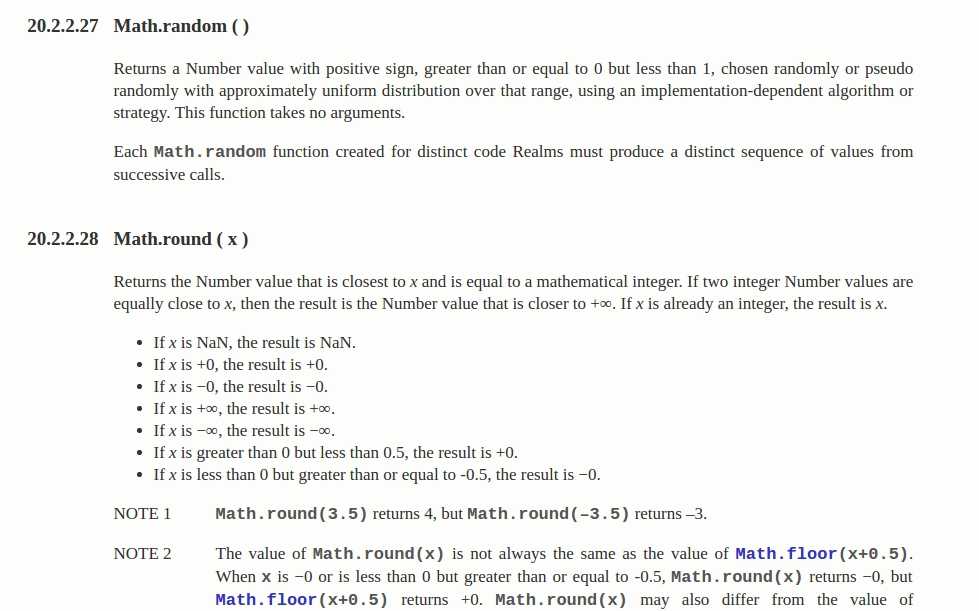 Một đoạn đặc tả đối tượng Math