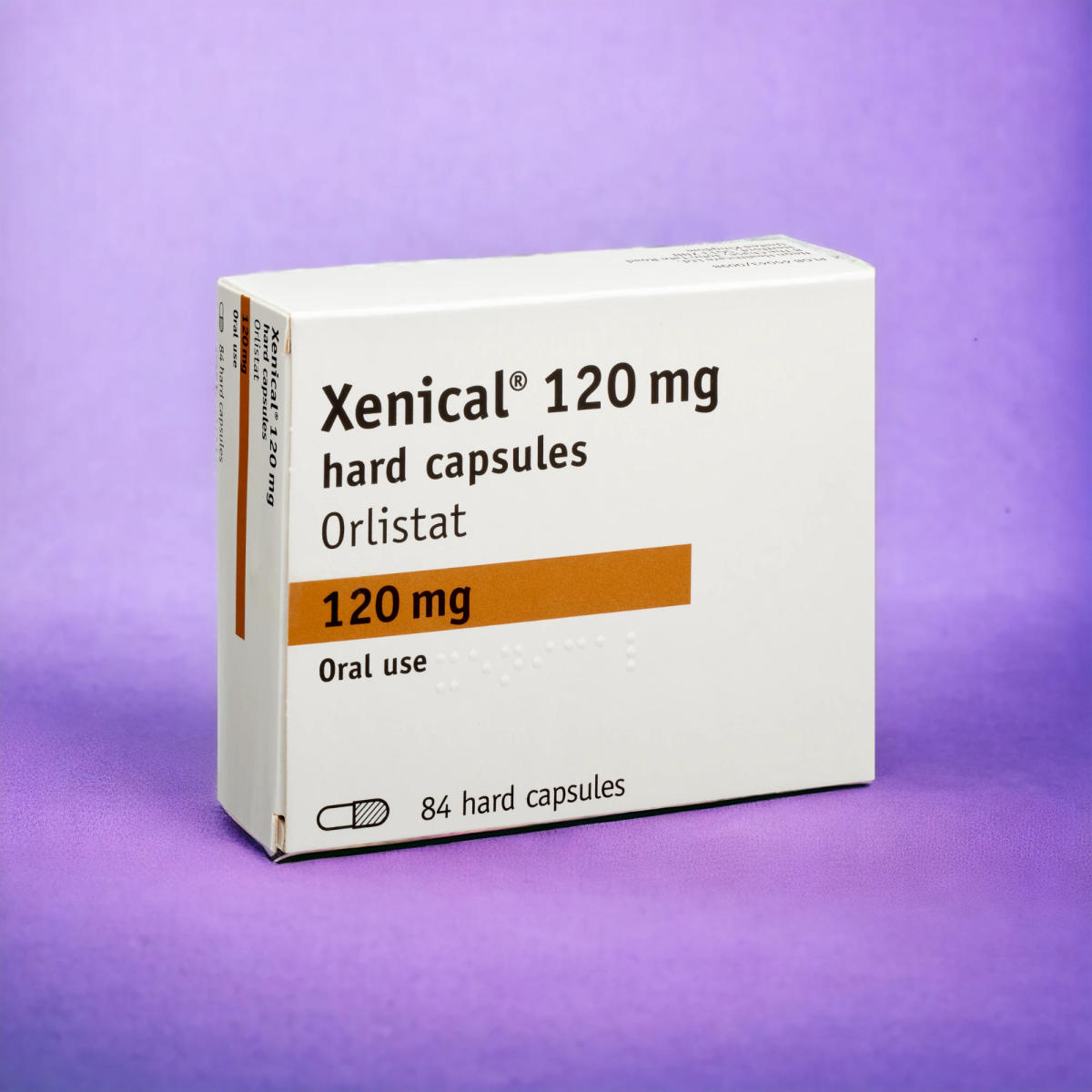 Xenical pills on purple background thumbnail