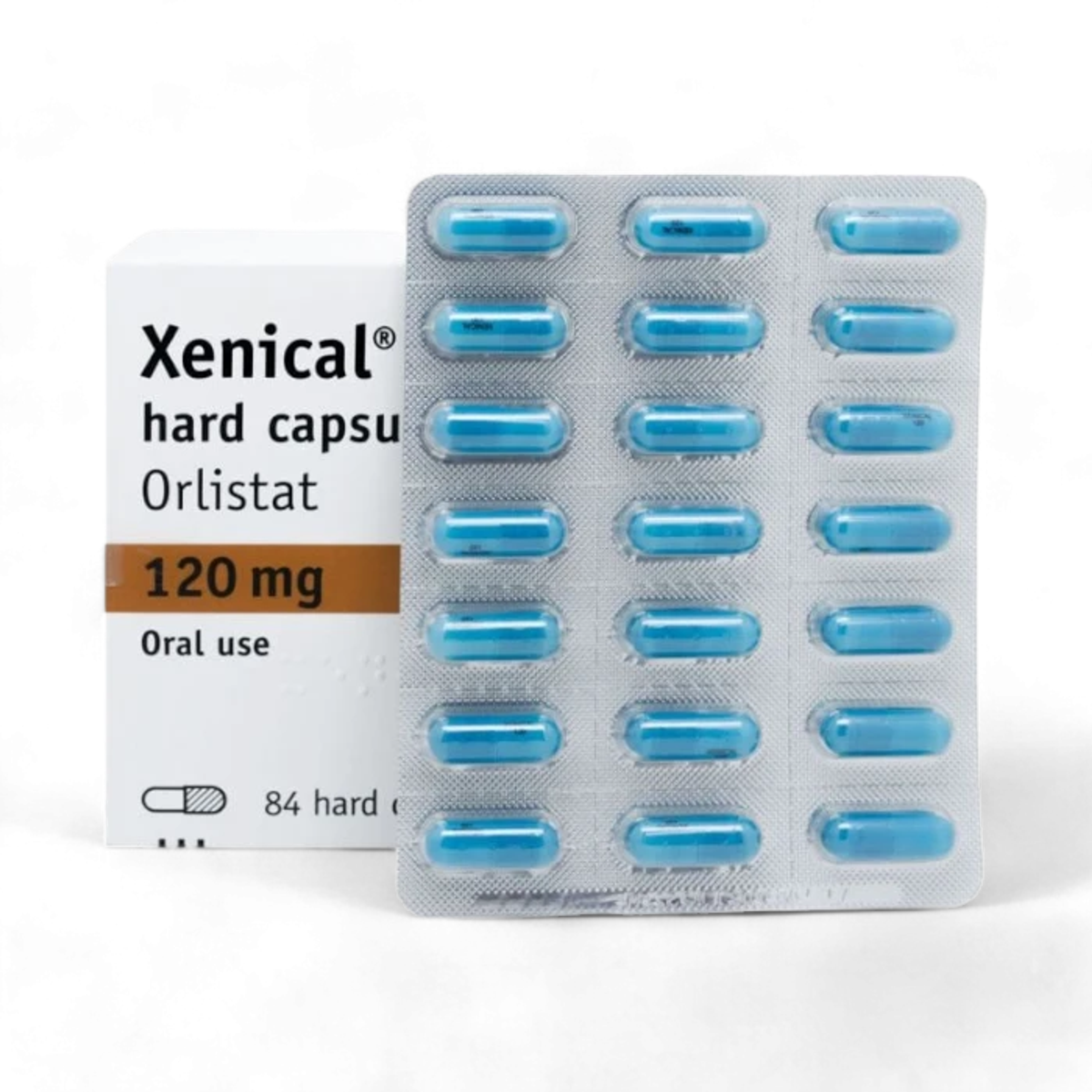 Xenical box open with pills
