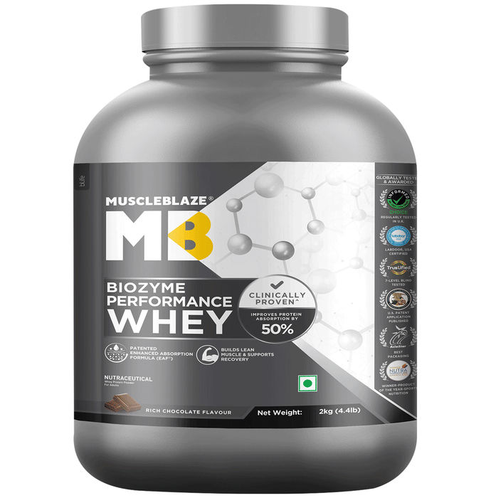 MuscleBlaze Biozyme Performance Whey Protein Powder | Flavour Rich Chocolate