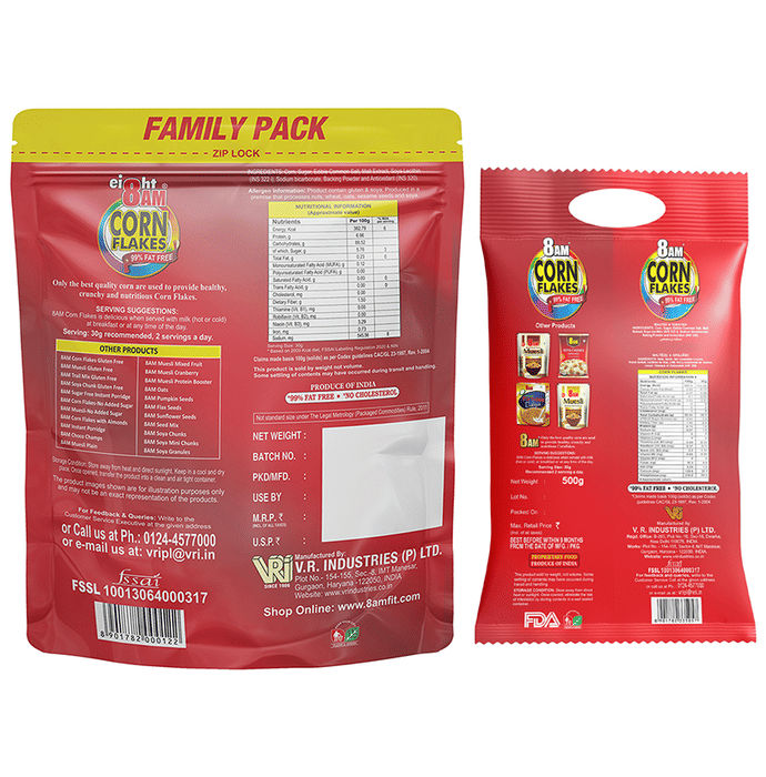 8AM Combo Pack of Corn Flakes (1kg and 500gm) 2