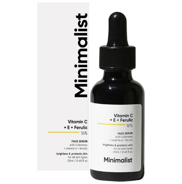 Minimalist 16% Vitamin C + E + Ferulic Acid Face Serum | Brightens Skin | Face Care Product for All Skin Types