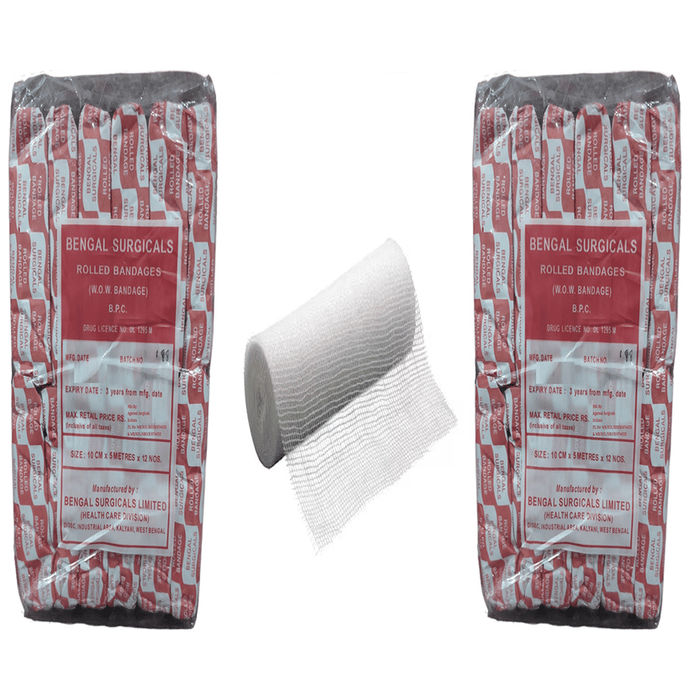 Absorbent Cotton Medical Gauze Roll Bandage (12 Each) 10cm x 5m