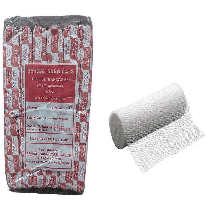 Absorbent Cotton Medical Gauze Roll Bandage (12 Each) 10cm x 5m