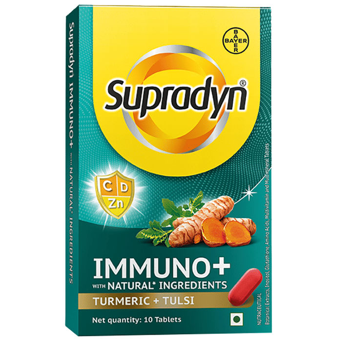 Supradyn Immuno+ Multivitamin with Turmeric & Tulsi | Tablet for Energy & Immunity Tablet