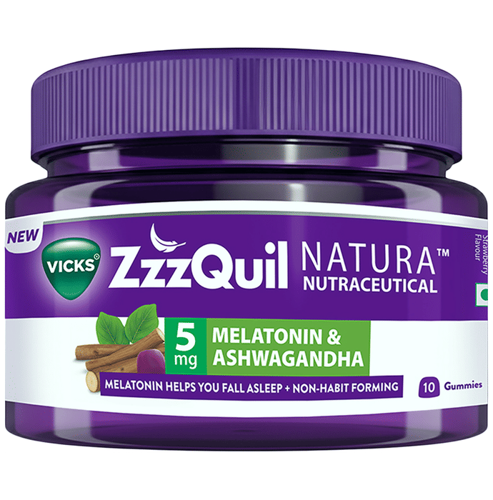 Vicks ZzzQuil Natura Melatonin & Ashwagandha Gummies Natural Strawberry