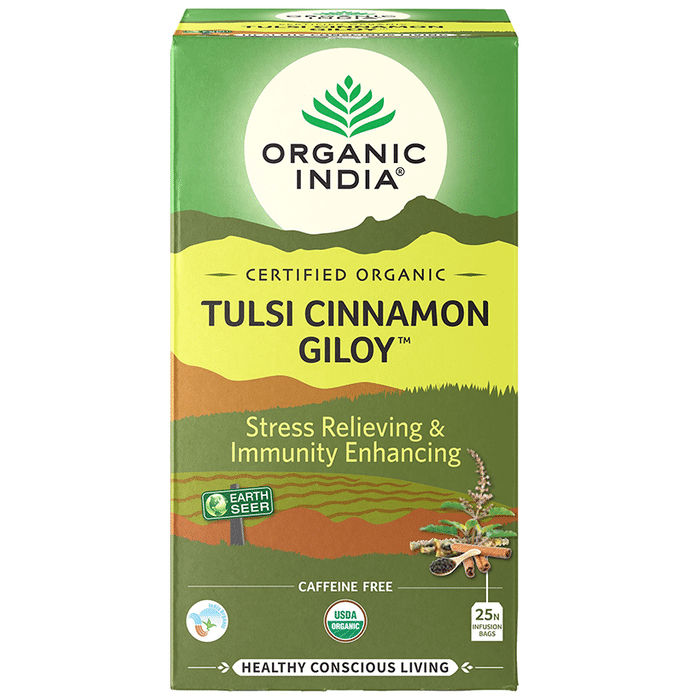 Organic India Tulsi Cinnamon Giloy Green Tea