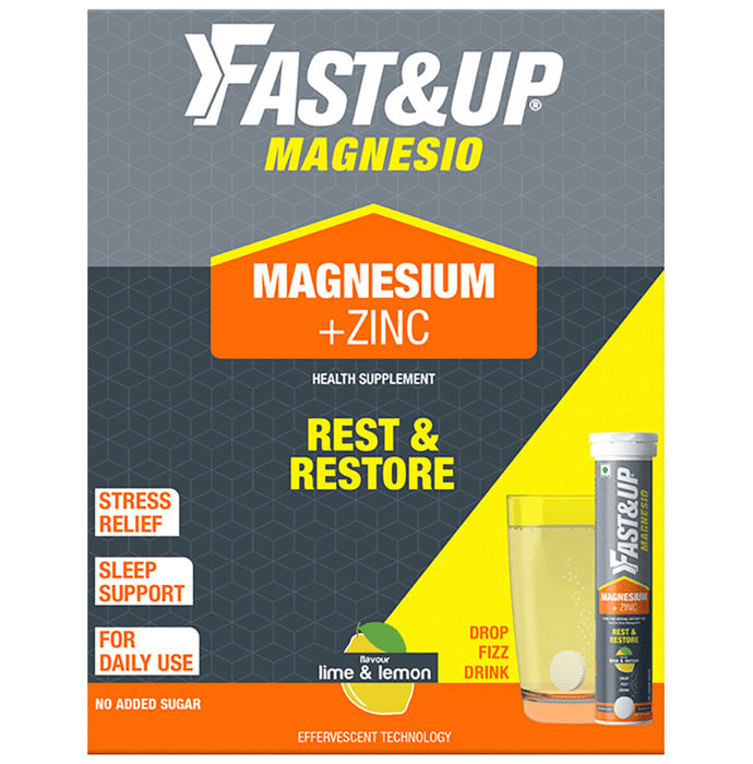 Fast&Up Magnesio with Magnesium & Zinc for Muscle Health | Flavour Lemon and Lime Effervescent Tablet