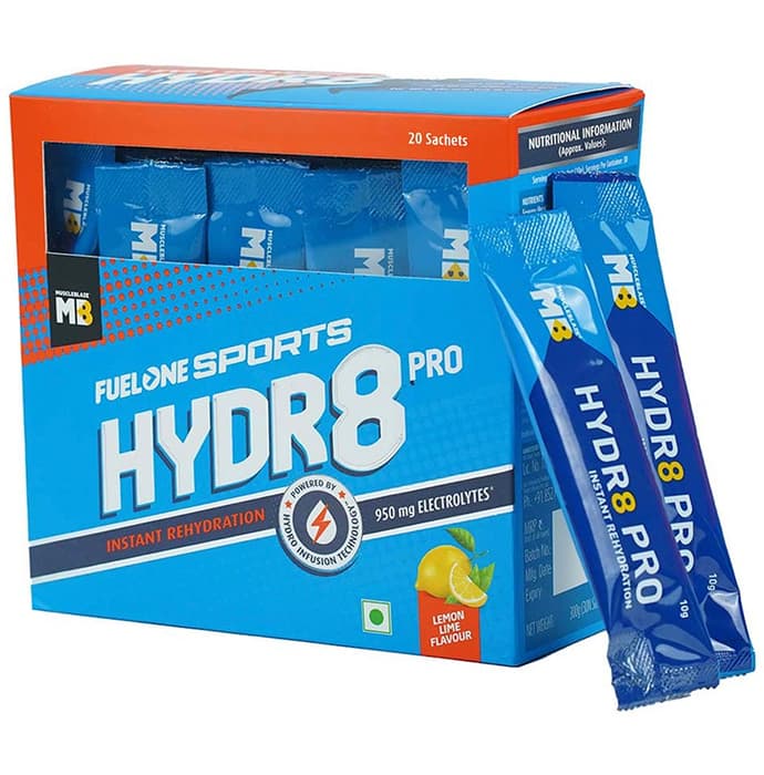 MuscleBlaze Fuel One Sports Hydr8 Pro Sachet (10gm Each) Lemon Lime