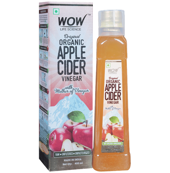 WOW Life Science Organic Apple Cider Vinegar ACV with Mother | For Metabolism & Weight Loss