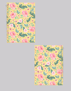 Pink Roses and Leaves - A5 Dairy