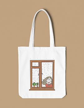 GIRL AT WINDOW - RAIN - Tote Bag