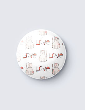 Cat Love Caricature - Badge