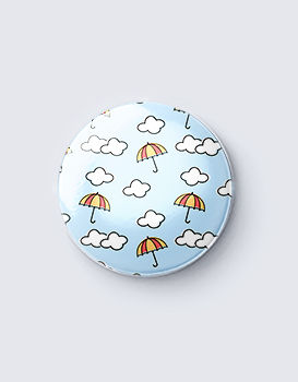 Clouds and Umbrellas (blue) - Badge