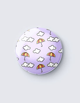 Clouds and Umbrellas (purple) - Badge)