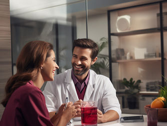 Doctor preparing a patient for the intage of sugar