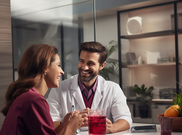 Doctor preparing a patient for the intage of sugar