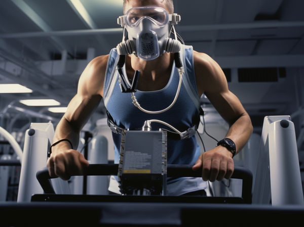 man on running pad doing a vo2max test