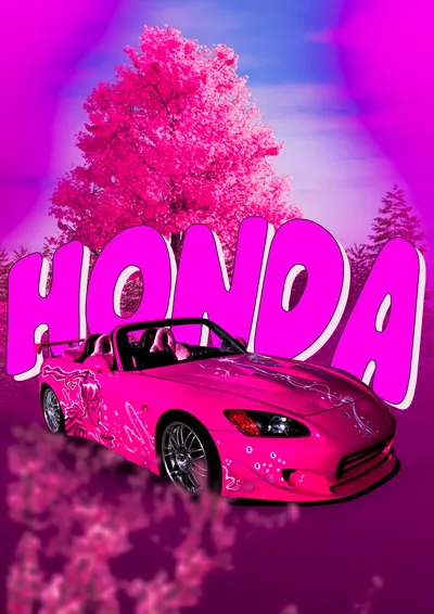 Honda Pink Aesthetic Poster