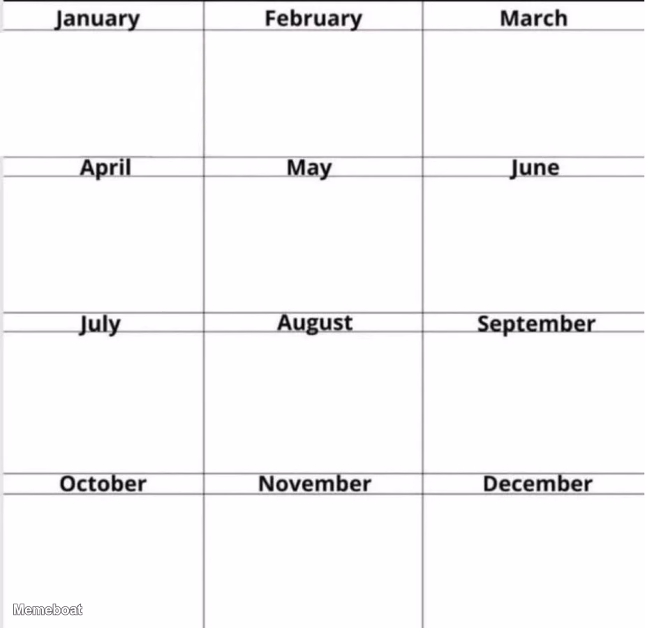 12 Months Calendar Template - meme generator image preview