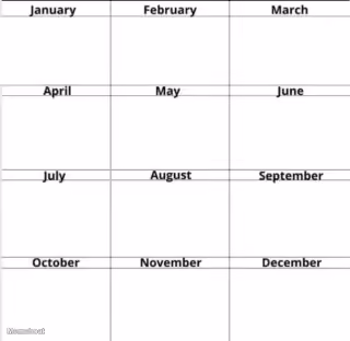12 Months Calendar Template